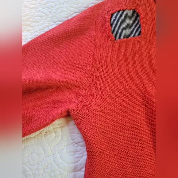 Vintage Red Striped Patch Sweater | Red & Pinstripe | Large - Picture 11 of 11